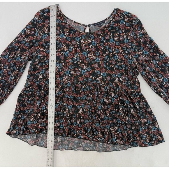 American Eagle Women’s Floral Flowy Toe Sleeve Blouse Sz M Boho Peasant Festival - Picture 9 of 10